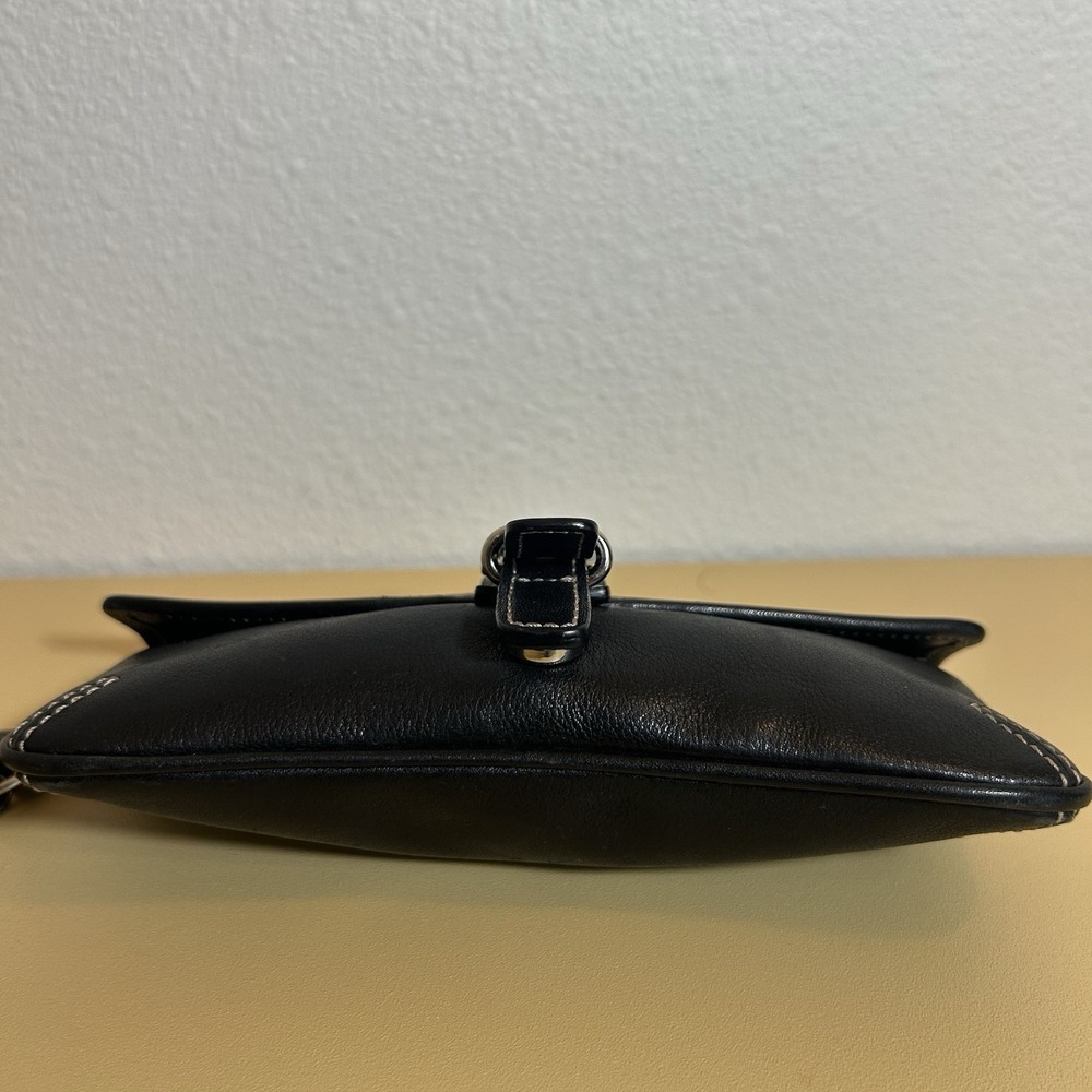 Coach Vintage Black Leather Buckle Wristlet Clutch Silver Buckle W Tag - Picture 7 of 12